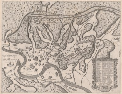 Speculum Romanae Magnificentiae: Oud Rome en zijn Heuvels, vanuit het Westen door Giovanni Ambrogio Brambilla