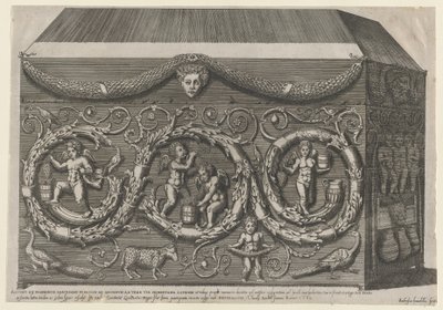 Speculum Romanae Magnificentiae: Versierde sarcofaag met arabesken door Giovanni Ambrogio Brambilla