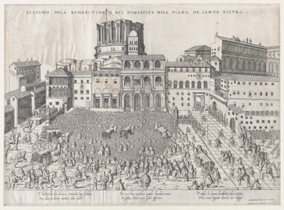 Speculum Romanae Magnificentiae: Pauselijke Zegen, laat 16e eeuw door Giovanni Ambrogio Brambilla