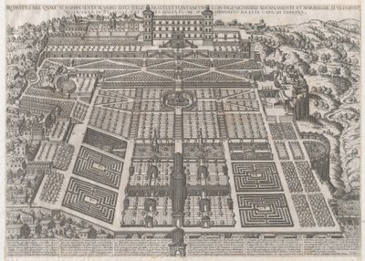 Speculum Romanae Magnificentiae: Tivoli Paleis en Tuinen, 1581 door Giovanni Ambrogio Brambilla.
