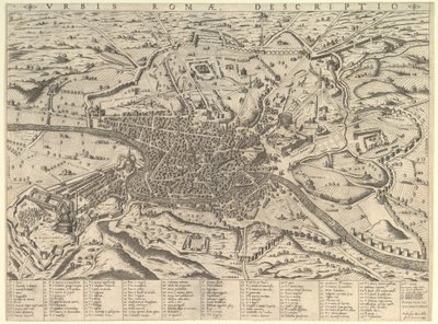 Speculum Romanae Magnificentiae: Uitzicht op modern Rome vanuit het westen, 1590 door Giovanni Ambrogio Brambilla