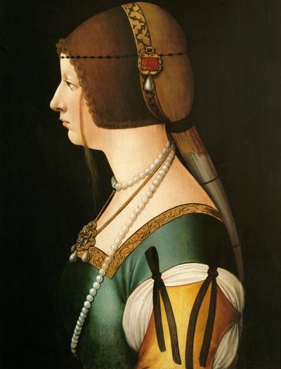 Portret van Bianca Maria Sforza, de tweede vrouw van Maximiliaan I, Heilige Roomse Keizer door Giovanni Ambrogio de Predis