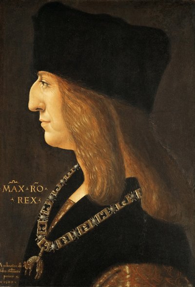 Portret van Keizer Maximiliaan I, 1459-1519 door Giovanni Ambrogio de Predis
