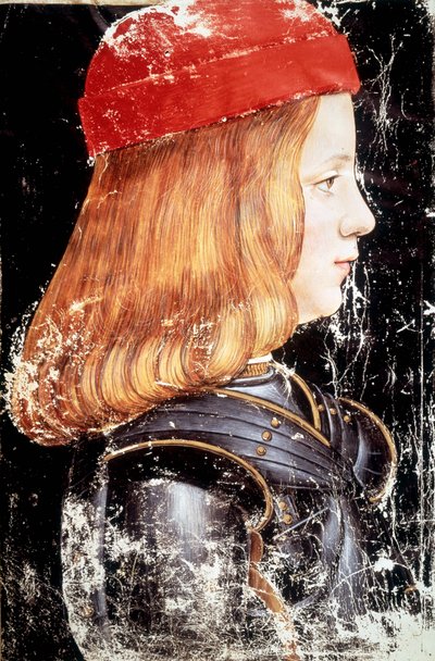 Portret van Maximilian Sforza (1490 - 1530) door Giovanni Ambrogio de Predis