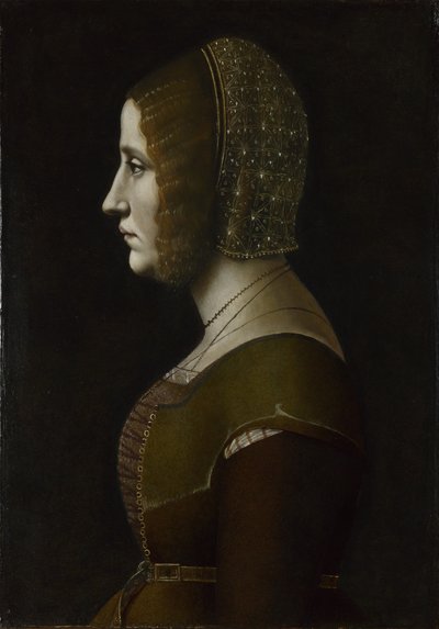 Portret van een vrouw in profiel, ca. 1495 door Giovanni Ambrogio de Predis