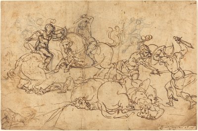 Soldaten Vechten door Giovanni Andrea Ansaldo