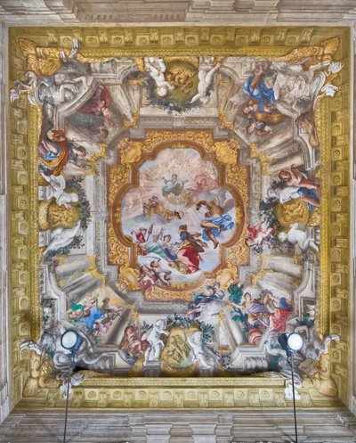 De allegorie van het menselijk leven: vier leeftijden van de mens, de deugden en de lotsbestemmingen door Giovanni Andrea Carlone