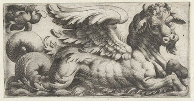 Gevleugelde zeestier met een sik door Giovanni Andrea Maglioli