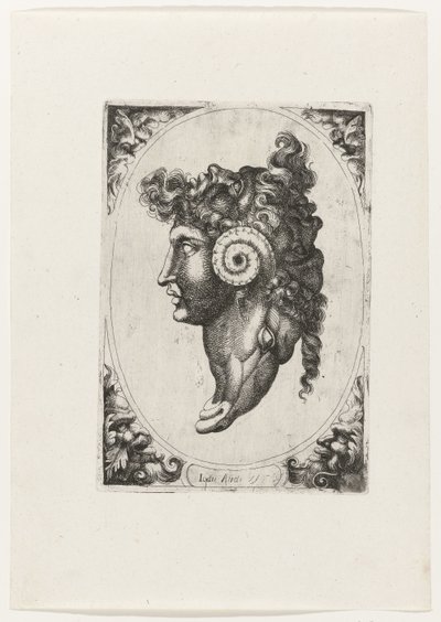 Samenstelling van drie gezichten en de kop van een ram door Giovanni Andrea Maglioli