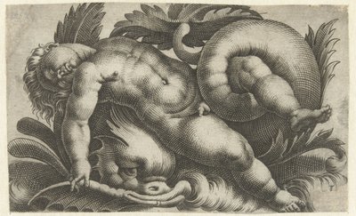 Slapende putto op dolfijn door Giovanni Andrea Maglioli