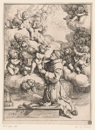 De heilige Antonius van Padua met het Christuskind door Giovanni Andrea Podestà (attributed to)