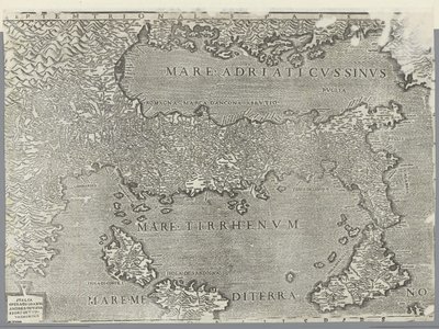 Kaart van Italië door Giovanni Andrea Vavassore