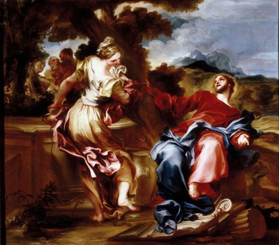 Christus en de Samaritaan door Giovanni Andrea di Ferrari