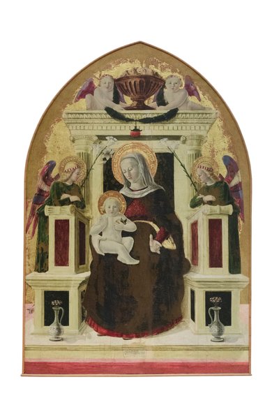Madonna en Kind op de troon met engelen, c.1455-60 door Giovanni Angelo d