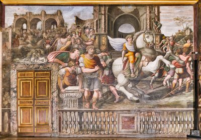 Alexander de Grote temt Bucephalus, 1519 door Giovanni Antonio Bazzi Sodoma