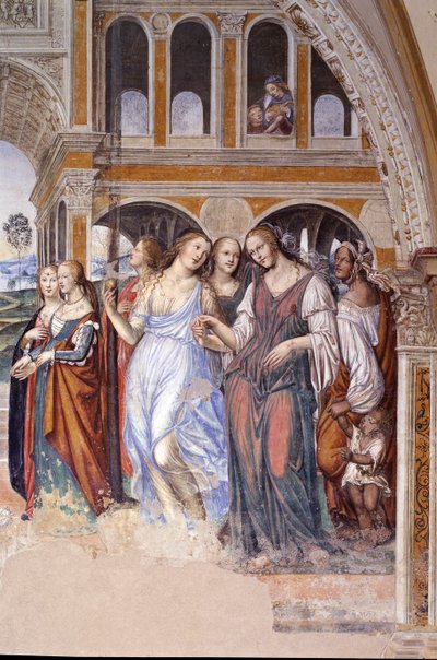 Florenzo stuurt courtisanes naar het klooster van Sint Benedictus (detail) door Giovanni Antonio Bazzi Sodoma
