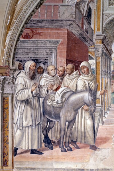 Florent stuurde prostituees naar het klooster (detail) door Giovanni Antonio Bazzi Sodoma
