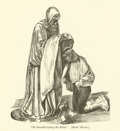 Sint Benedictus neemt het habijt aan door Giovanni Antonio Bazzi Sodoma