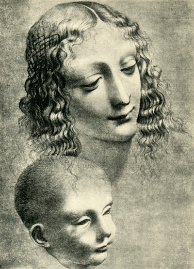 Hoofden van de Maagd en het Kind door Giovanni Antonio Boltraffio