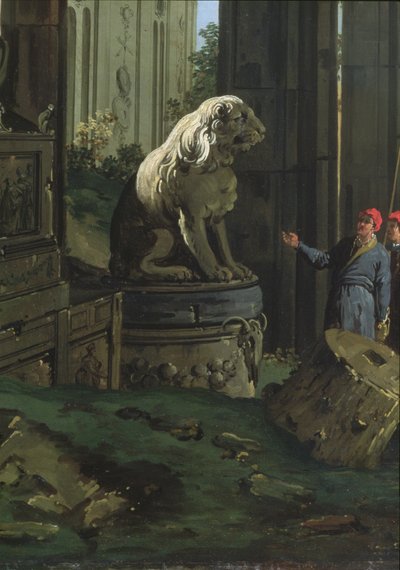 Detail (Capriccio met motieven uit Padua, ca. 1756) door Giovanni Antonio Canal