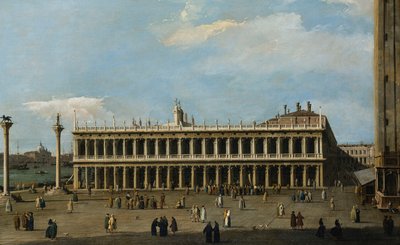 De bibliotheek en de Piazzetta, Venetië, vanaf het Dogenpaleis door Giovanni Antonio Canal