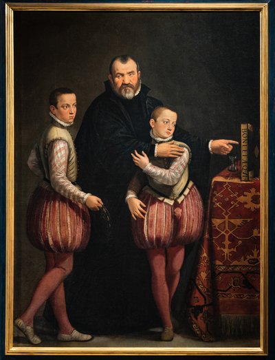 Portret van Giuseppe Gualdo met zijn kinderen Paolo en Emilio door Giovanni Antonio Fasolo