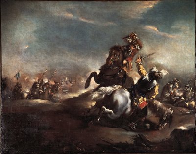 Duel van ridders door Giovanni Antonio Guardi