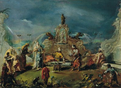 Scène in de tuin van een Serraglio door Giovanni Antonio Guardi