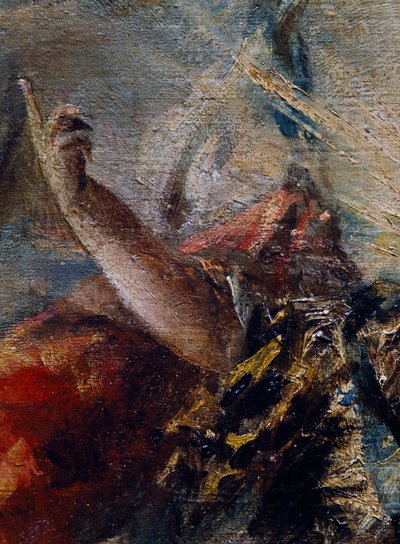 De arm van de Engel die Tobias zegent (detail) door Giovanni Antonio Guardi