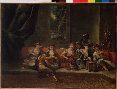 Het harem, Turkse scène door Giovanni Antonio Guardi
