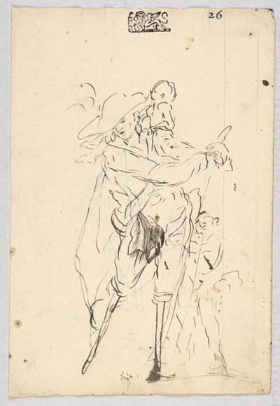 Schetsen van eenbenige mannen door Giovanni Antonio Pellegrini