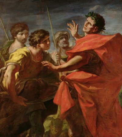 Het hoofd van Pompeius (106-48 v.Chr.) gepresenteerd aan Caesar (100-44 v.Chr.) door Giovanni Antonio Pellegrini