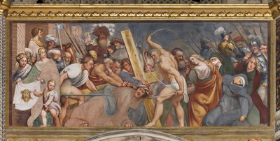 Centrale Aave, Tweede Zuidelijke Span, Jezus valt onder het Kruis, Il Pordenone door Giovanni Antonio Pordenone