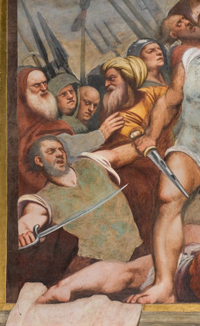 Centrale Beuk, Eerste Zuidelijke Span, Christus aan het Kruis genageld, Il Pordenone door Giovanni Antonio Pordenone