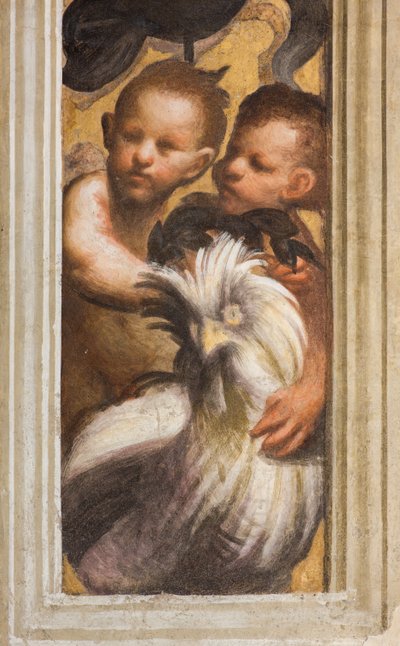 Centrale Ave, Lesena Bovenste Deel Boven Kapiteel Eerste en Tweede Span Zuid, IL Pordenone, Puttini, (detail) door Giovanni Antonio Pordenone
