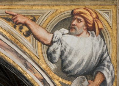 Middenbeuk, Pluim Tweede Span Zuid, IL Pordenone 1520, Buste met Profeet door Giovanni Antonio Pordenone