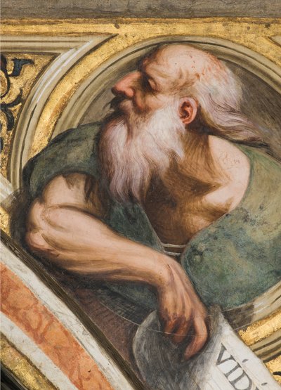 Centrale Beuk, Derde Zuidelijke Span, IL Pordenone 1520, Buste met Profeet, Detail door Giovanni Antonio Pordenone
