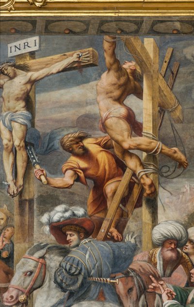 Counterfaccata, IL Pordenone, Kruisiging 1520-21, Detail door Giovanni Antonio Pordenone