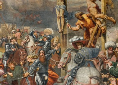 Counterfaccata, IL Pordenone, Kruisiging 1520-21, Detail door Giovanni Antonio Pordenone