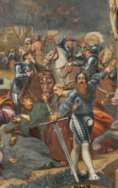 Counterfaccata, IL Pordenone, Kruisiging 1520-21, Detail door Giovanni Antonio Pordenone