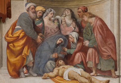 Counterfaccata, IL Pordenone, Afdaling van het kruis 1522, Detail door Giovanni Antonio Pordenone