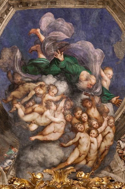 God als Schepper tussen Engelen, ca. 1529 (fresco) door Giovanni Antonio Pordenone
