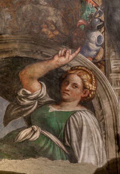 Lunet die een sibille voorstelt, ca. 1529 (detail) door Giovanni Antonio Pordenone