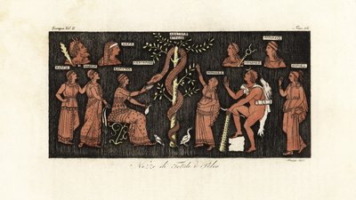 Heracles op zijn 11e arbeid, gouden appels nemen uit de tuin van de Hesperiden bewaakt door de slang Ladon door Giovanni Antonio Sasso