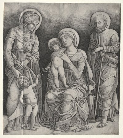 Heilige Familie met St. Elizabeth en de jonge St. Johannes de Doper door Giovanni Antonio da Brescia