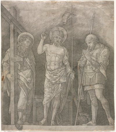 Opgestane Christus tussen de heiligen Andreas en Longinus door Giovanni Antonio da Brescia