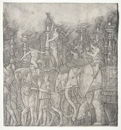 De triomfen van Caesar:  De olifanten door Giovanni Antonio da Brescia
