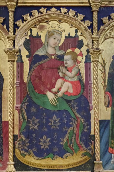 Madonna met kind tussen de heiligen Jerome, Benedictus door Giovanni Antonio da Pesaro