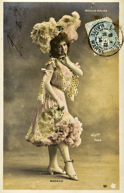 Ansichtkaart: Moulin Rouge - Portret van Magnus, Music hall artiest door Phillipe de Marlier