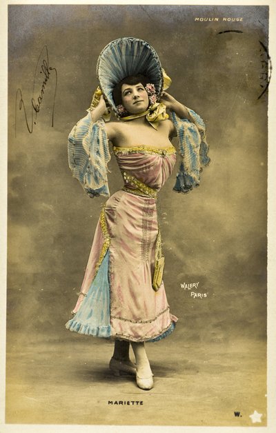 Ansichtkaart: Moulin Rouge - Portret van Mariette, Music hall artiest door Phillipe de Marlier